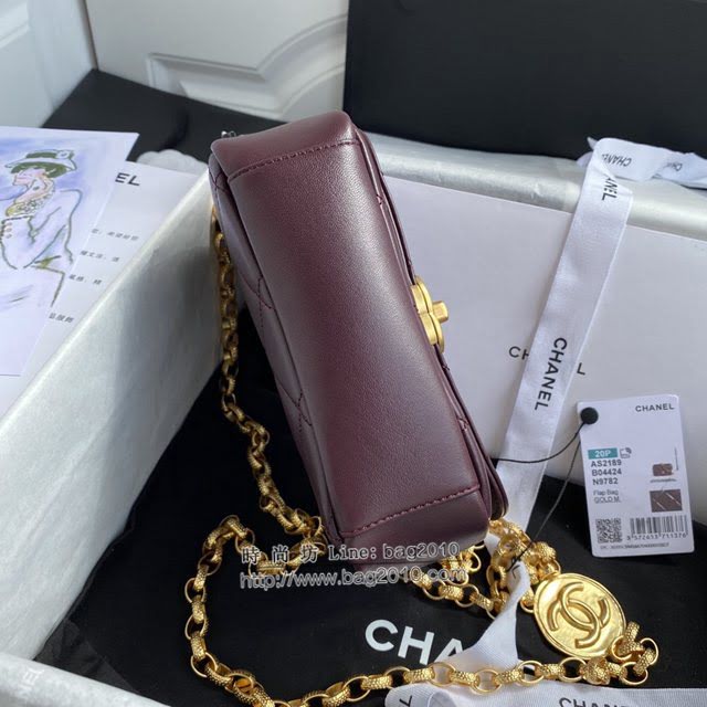 Chanel女包 香奈兒專櫃最新款限量版金幣包 Chanel小號金幣鏈條斜挎女包 AS2189  djc4206